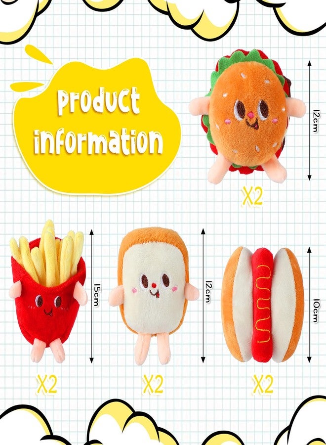 Aoriher 10 Pcs Food Plush Toy Food Stuffed Animals Soft Simulation Hamburger Hot Dog French Fries Chicken Thigh Bread Plush Cute Small Keychain for Christmas Party Birthday Gifts Backpack - Image 3